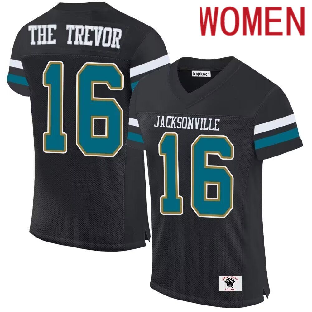 Women  Jacksonville Jaguars #16 The Trevor black 2024 Nike Limited NFL throwback Jersey 